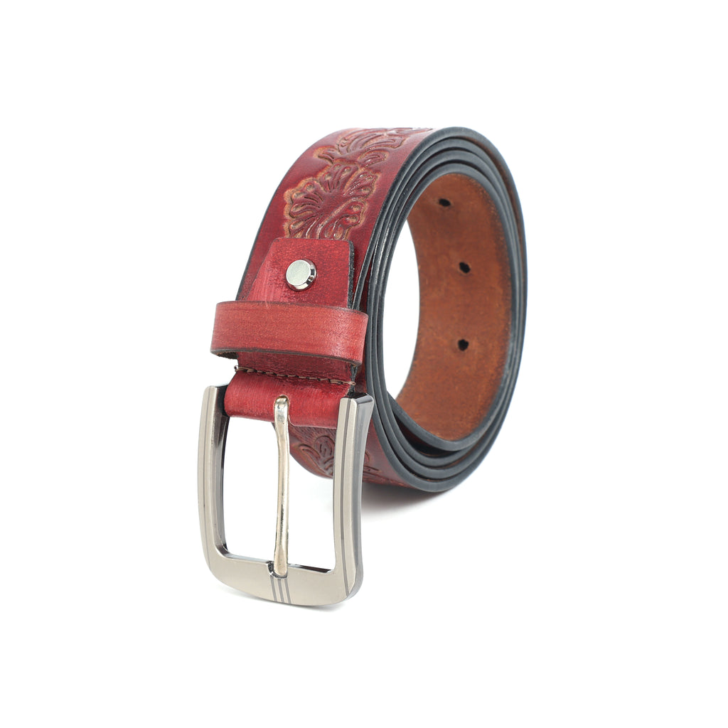 Premium Embossed Genuine Leather Belt Stylish Vintage Designer Belt