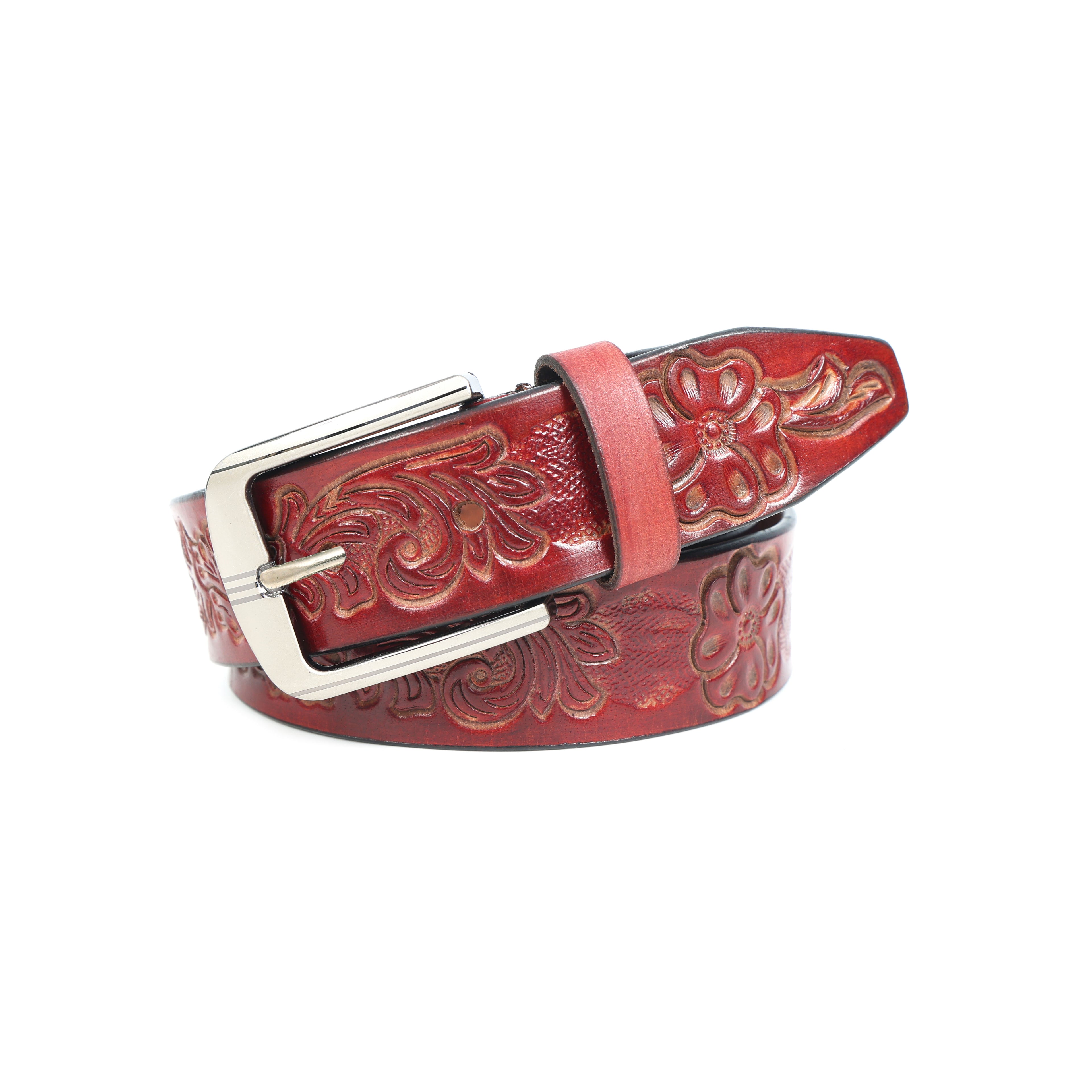 Premium Embossed Genuine Leather Belt Stylish Vintage Designer Belt
