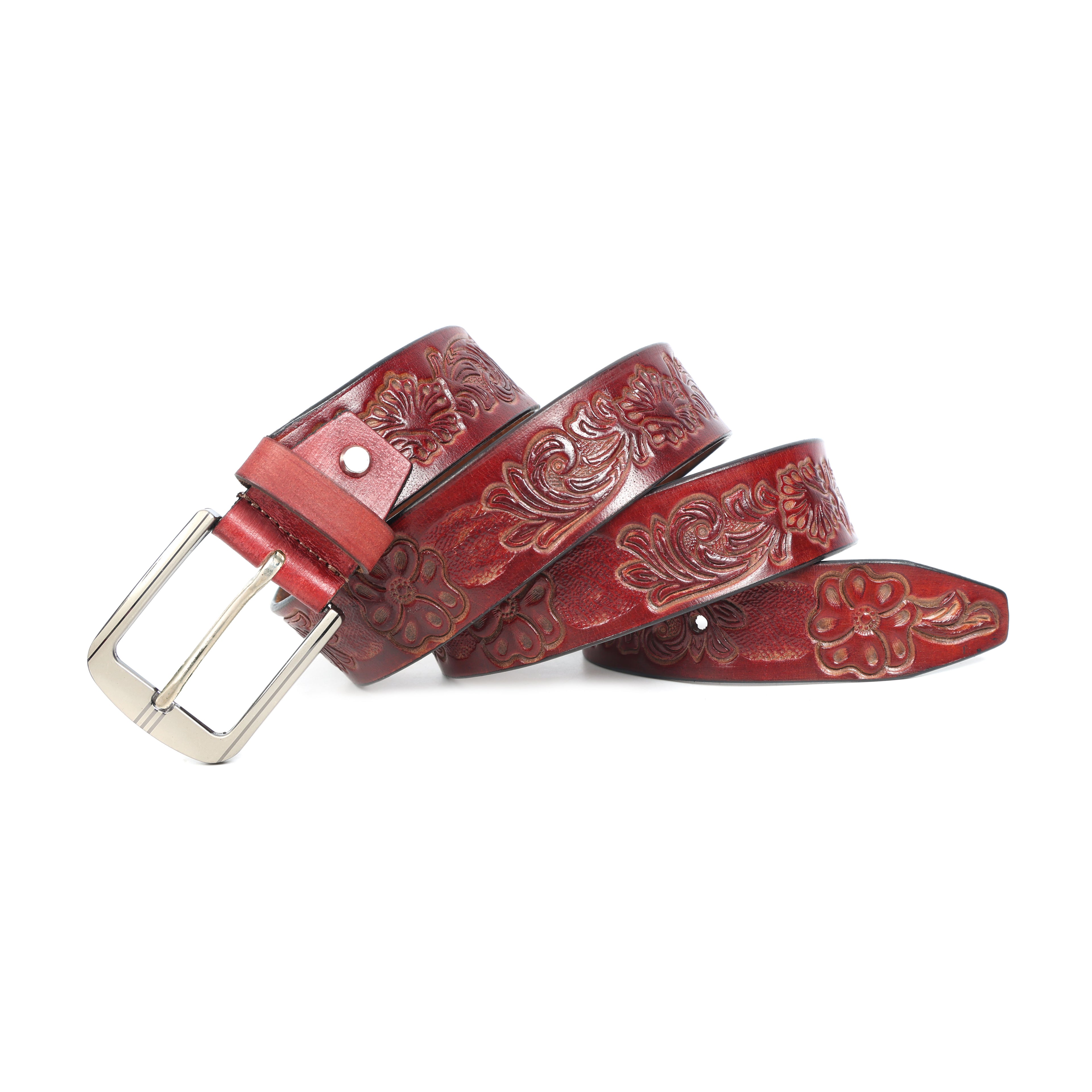Premium Embossed Genuine Leather Belt Stylish Vintage Designer Belt