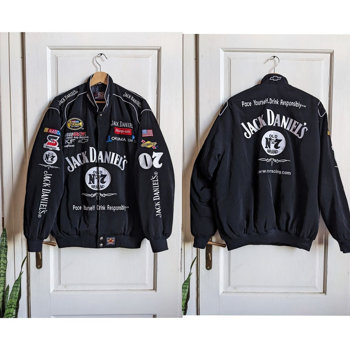 Jack Daniel's Racing Jacket – Black Vintage Motorsport Style Jacket | Unisex Racing Windbreaker | Retro Graphic Jacket