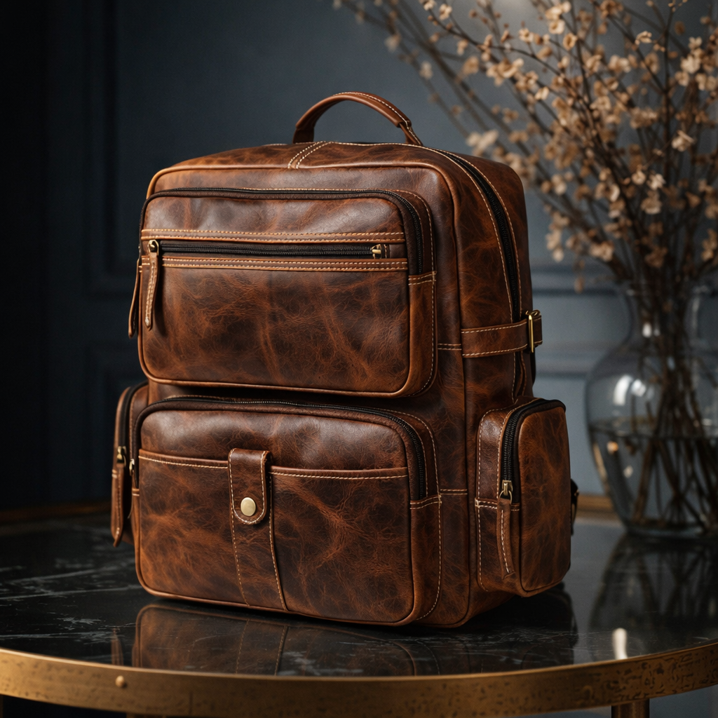 Unisex Leather Backpack Premium Travel Laptop Bag Large Capacity Leather Rucksack