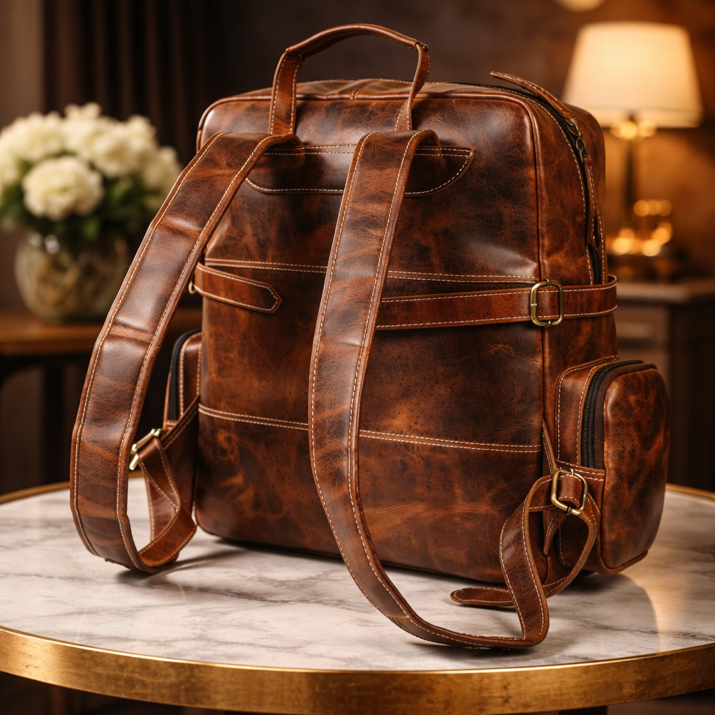 Unisex Leather Backpack Premium Travel Laptop Bag Large Capacity Leather Rucksack