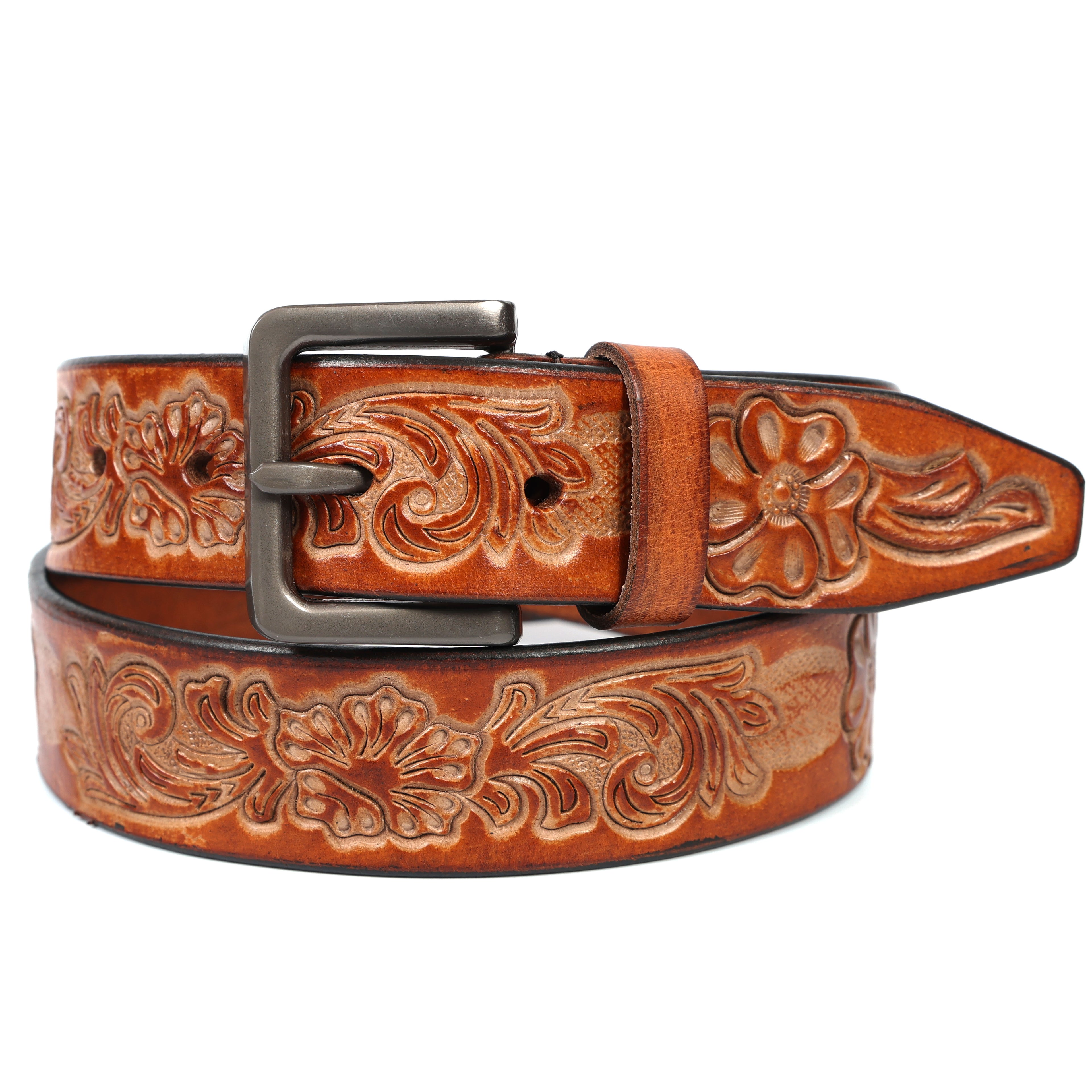 Premium Embossed Genuine Leather Belt Stylish Vintage Designer Belt