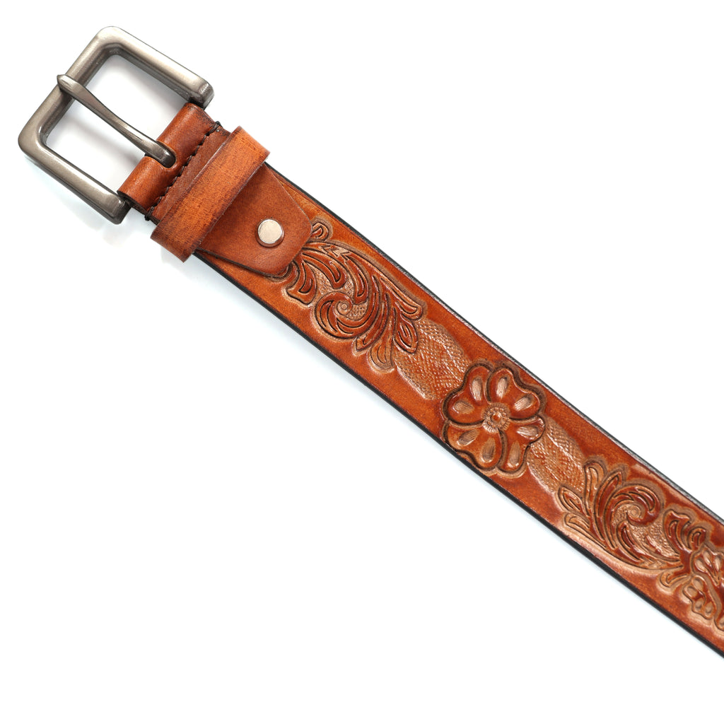 Premium Embossed Genuine Leather Belt Stylish Vintage Designer Belt