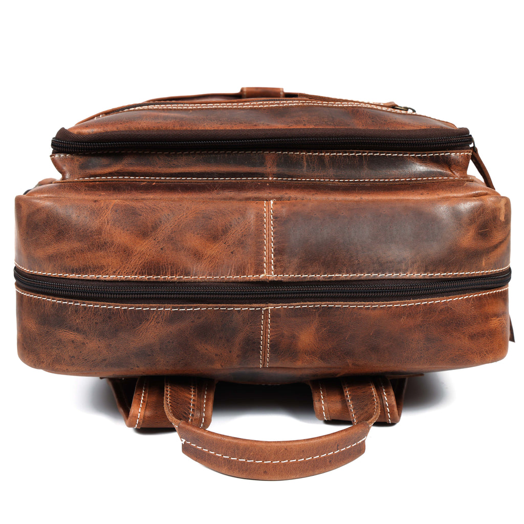 Unisex Leather Backpack Premium Travel Laptop Bag Large Capacity Leather Rucksack