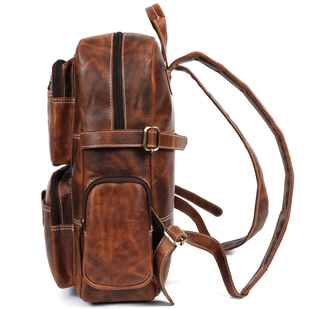 Unisex Leather Backpack Premium Travel Laptop Bag Large Capacity Leather Rucksack