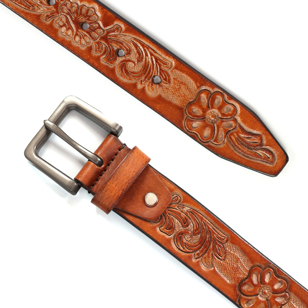 Premium Embossed Genuine Leather Belt Stylish Vintage Designer Belt