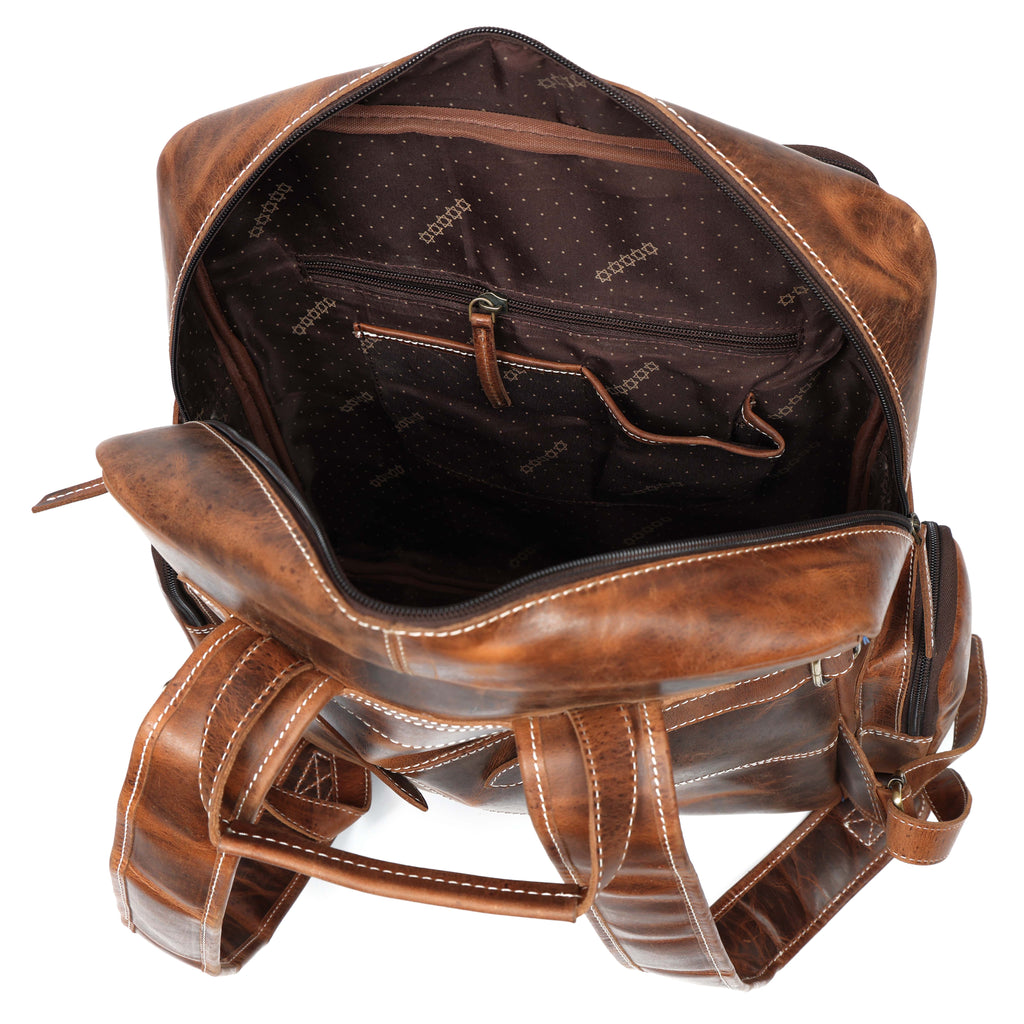 Unisex Leather Backpack Premium Travel Laptop Bag Large Capacity Leather Rucksack