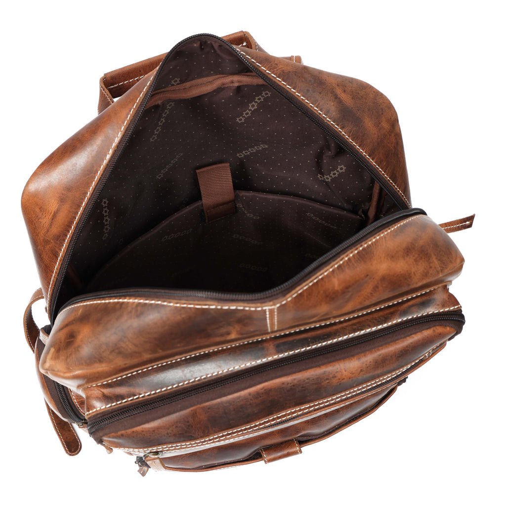 Unisex Leather Backpack Premium Travel Laptop Bag Large Capacity Leather Rucksack