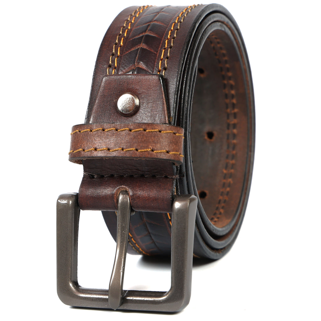 Premium Embossed Genuine Leather Belt Stylish Vintage Designer Belt