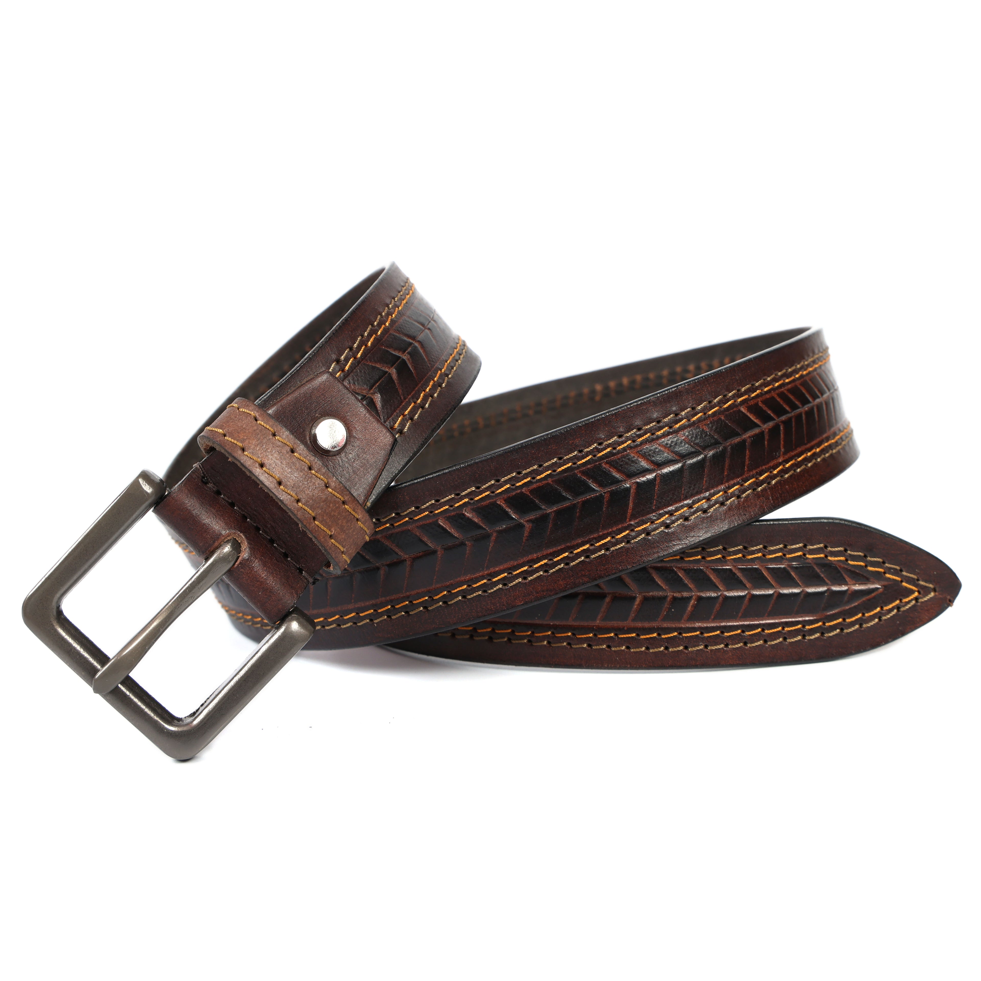 Premium Embossed Genuine Leather Belt Stylish Vintage Designer Belt