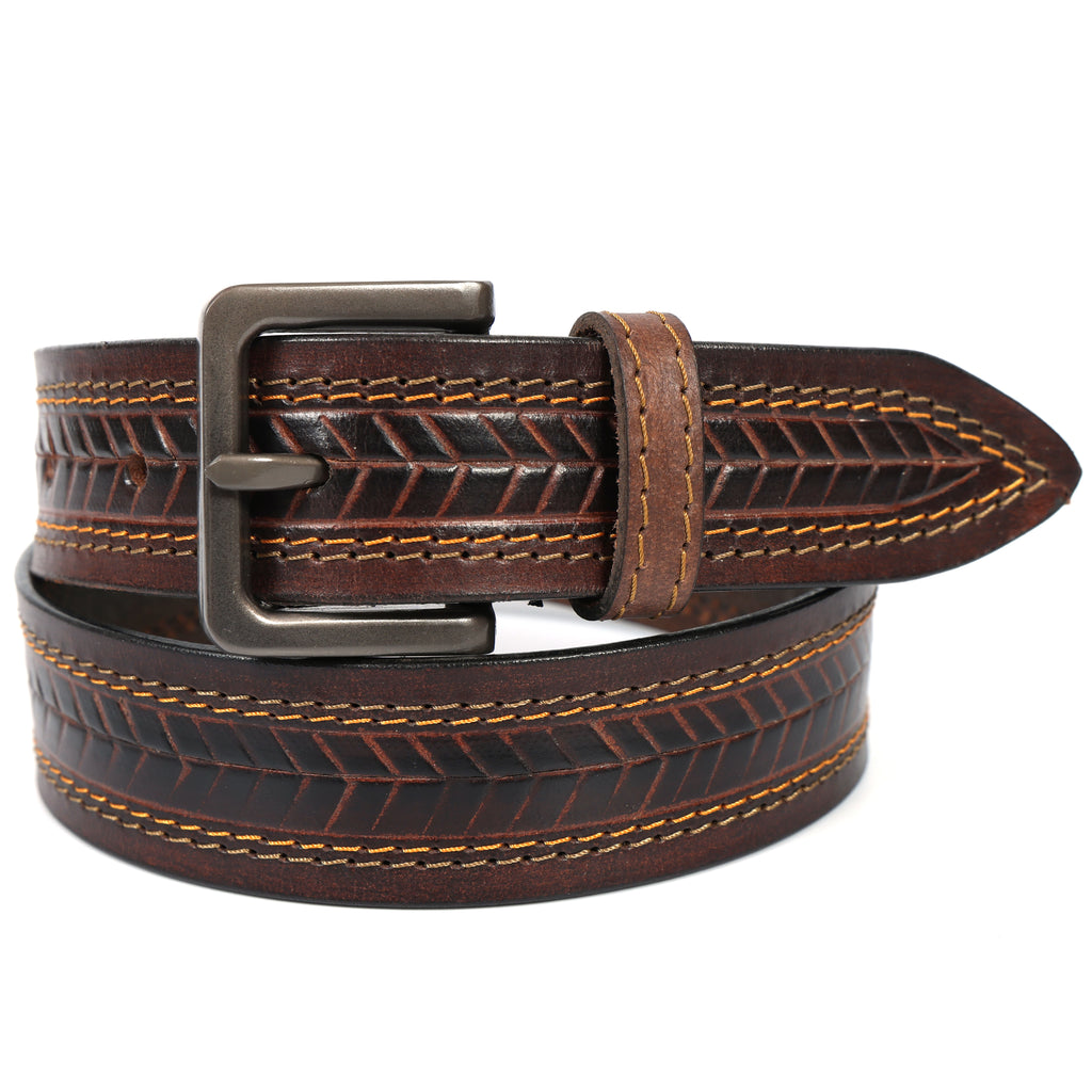 Premium Embossed Genuine Leather Belt Stylish Vintage Designer Belt