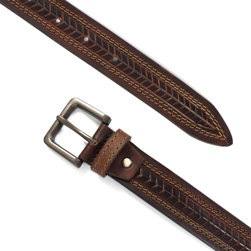 Premium Embossed Genuine Leather Belt Stylish Vintage Designer Belt