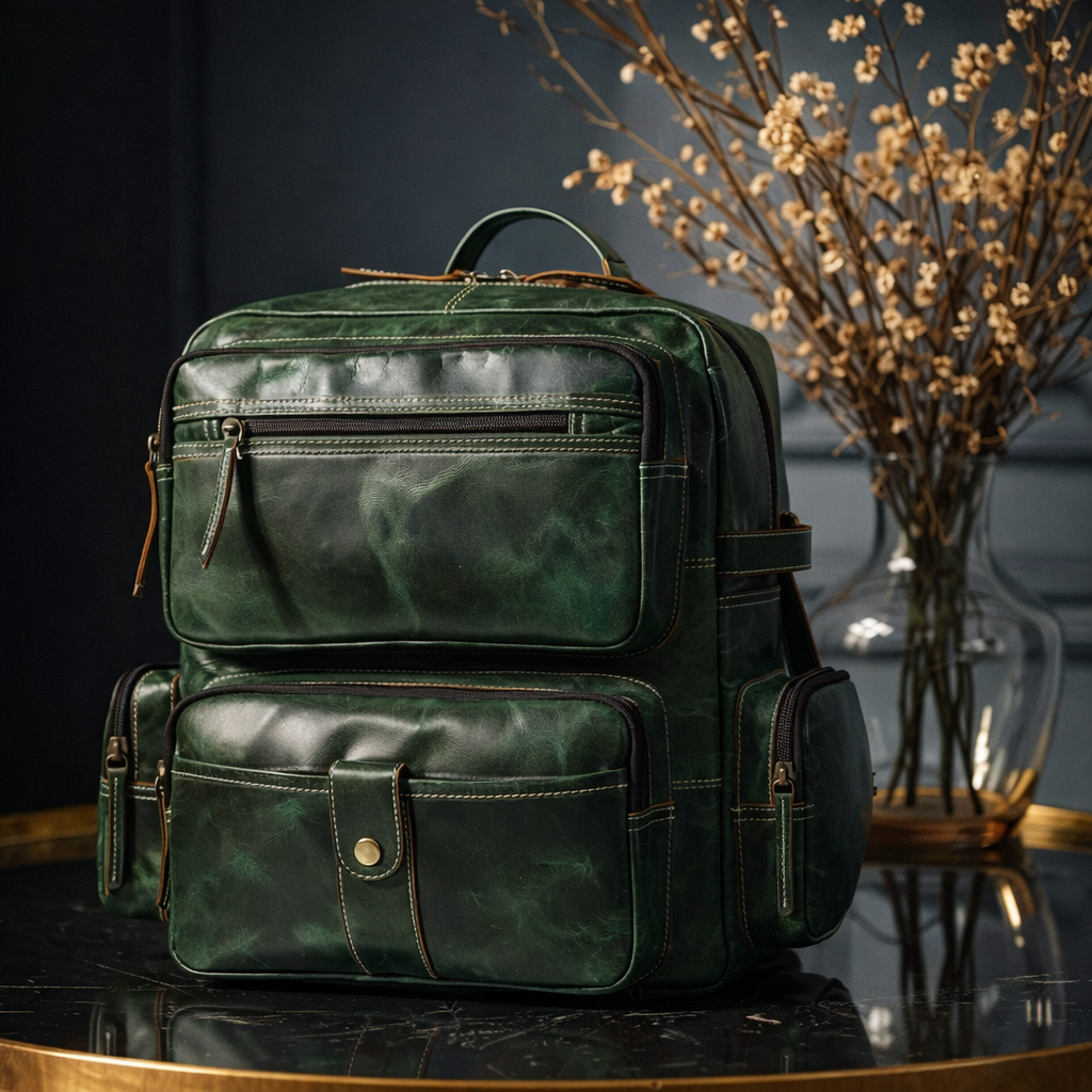 Unisex Leather Backpack Premium Travel Laptop Bag Large Capacity Leather Rucksack