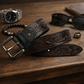Premium Embossed Genuine Leather Belt Stylish Vintage Designer Belt
