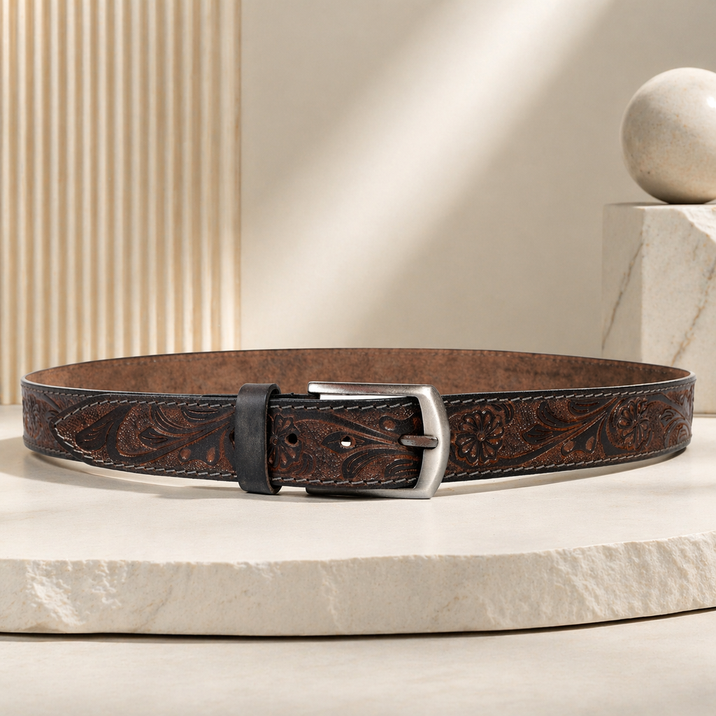 Premium Embossed Genuine Leather Belt Stylish Vintage Designer Belt