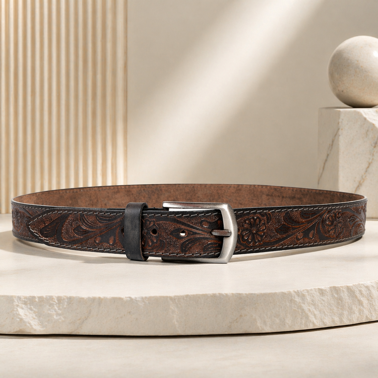 Premium Embossed Genuine Leather Belt Stylish Vintage Designer Belt