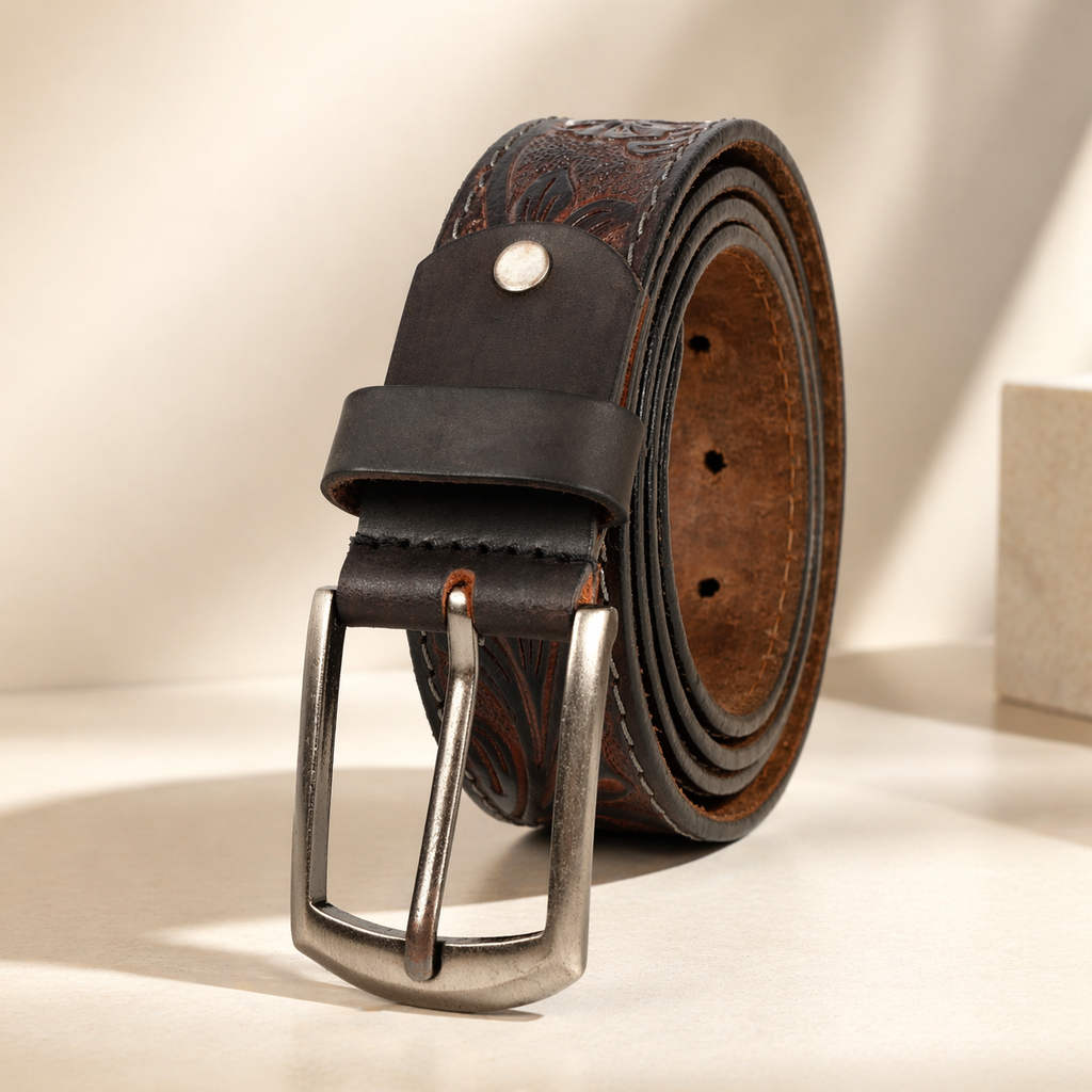 Premium Embossed Genuine Leather Belt Stylish Vintage Designer Belt