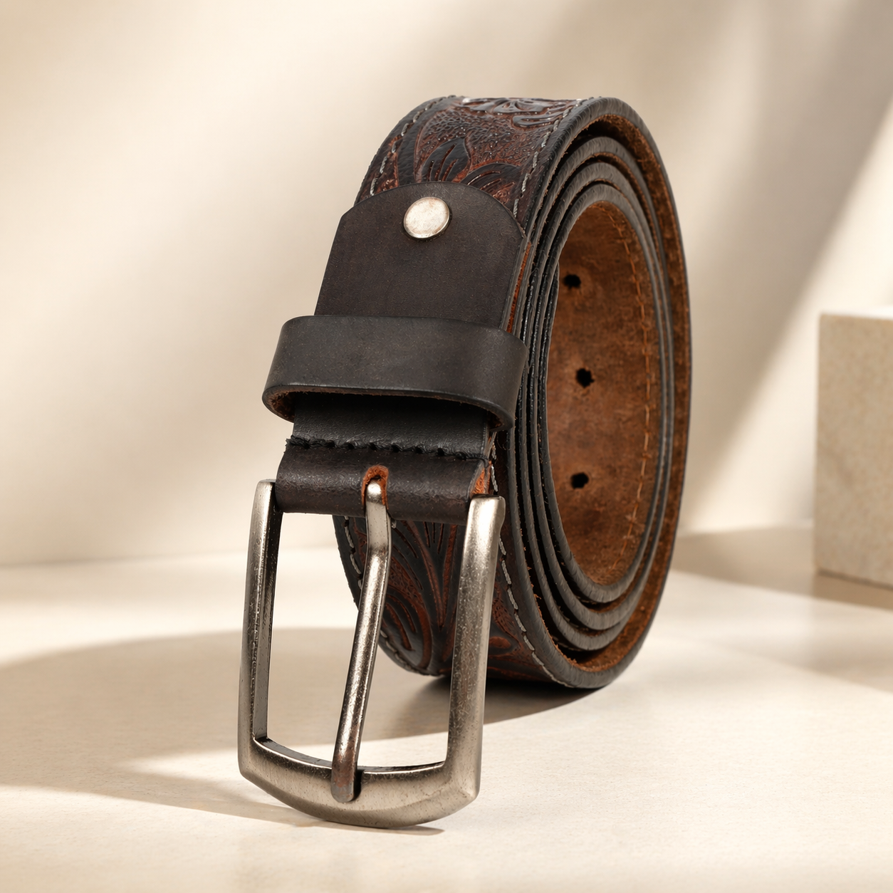 Premium Embossed Genuine Leather Belt Stylish Vintage Designer Belt