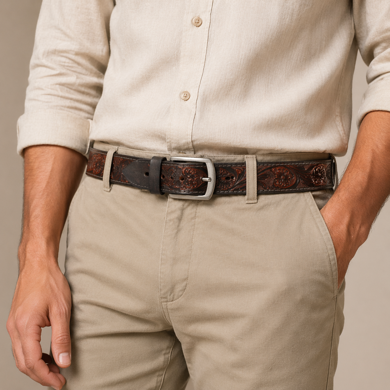 Premium Embossed Genuine Leather Belt Stylish Vintage Designer Belt