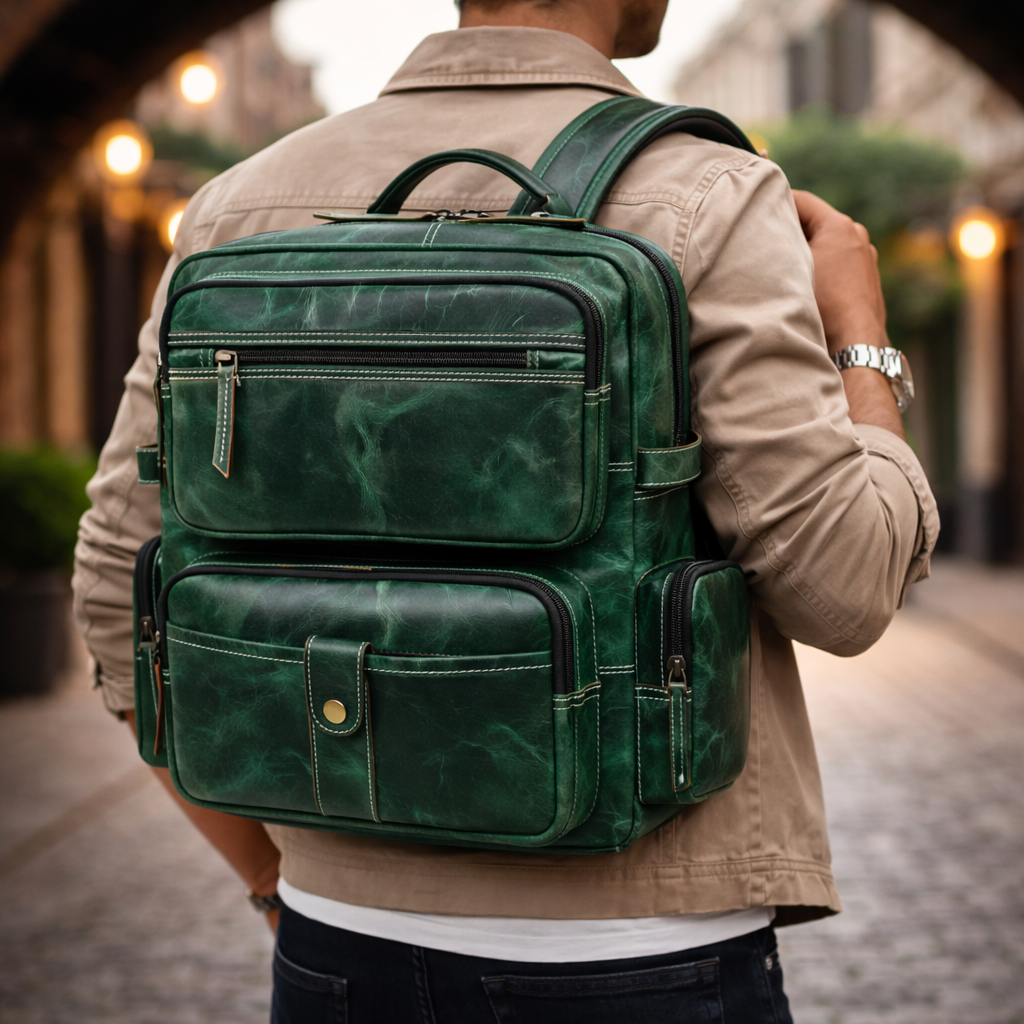 Unisex Leather Backpack Premium Travel Laptop Bag Large Capacity Leather Rucksack