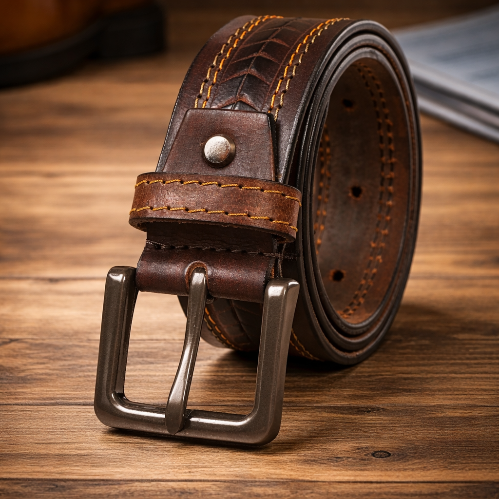 Premium Embossed Genuine Leather Belt Stylish Vintage Designer Belt