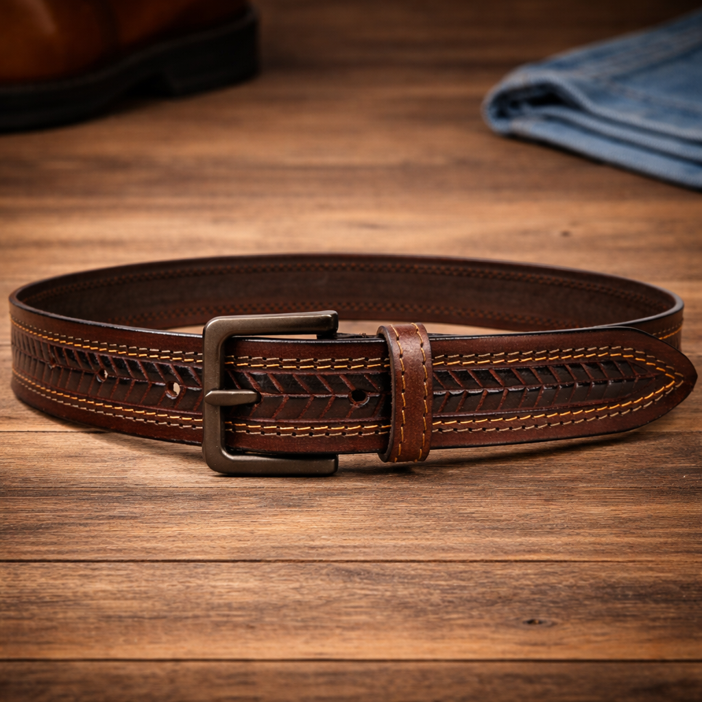 Premium Embossed Genuine Leather Belt Stylish Vintage Designer Belt