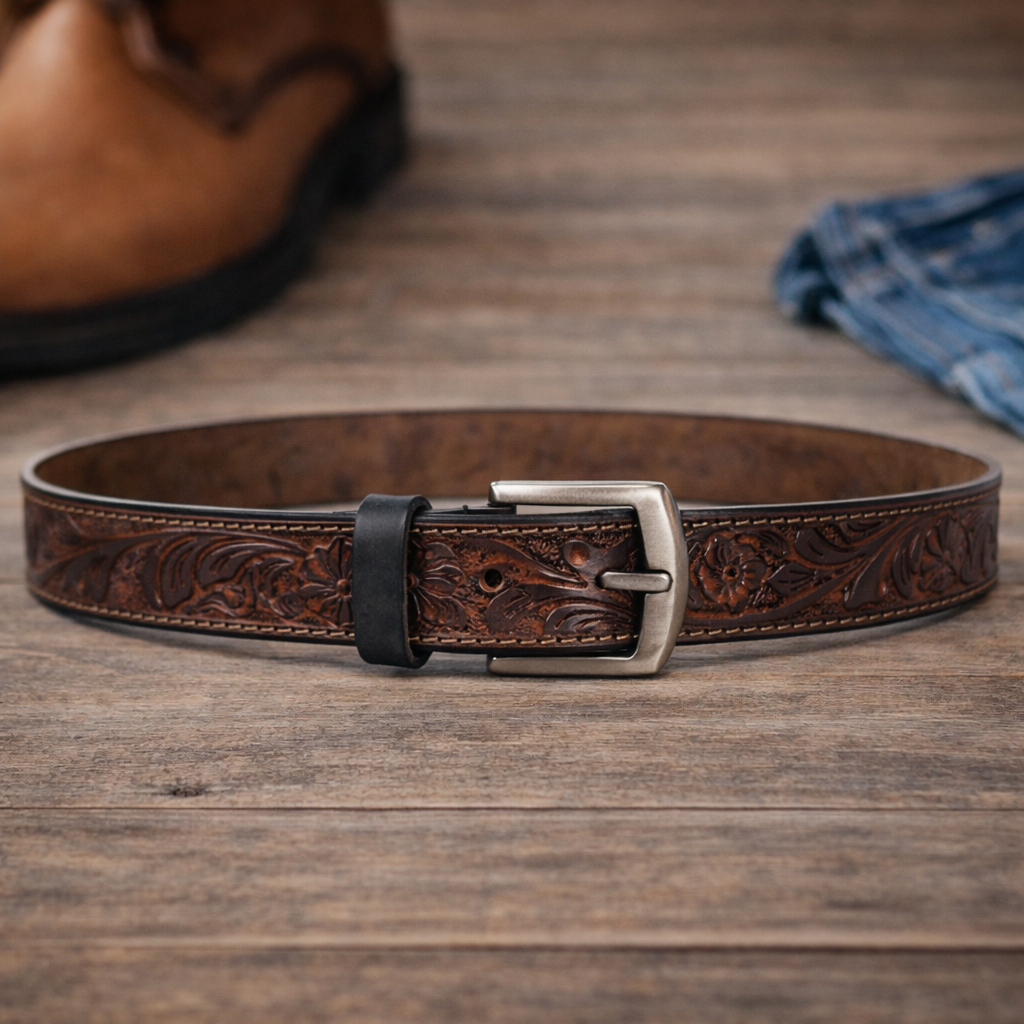 Premium Embossed Genuine Leather Belt Stylish Vintage Designer Belt