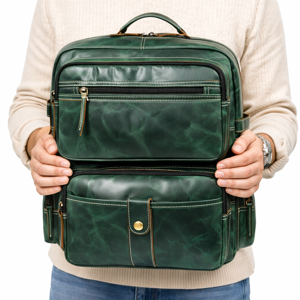 Unisex Leather Backpack Premium Travel Laptop Bag Large Capacity Leather Rucksack