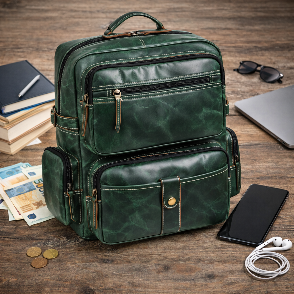 Unisex Leather Backpack Premium Travel Laptop Bag Large Capacity Leather Rucksack