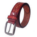 Handcrafted Genuine Leather Floral Embossed Belt for Men & Women | Vintage Western Casual Belt | URBON Fashion