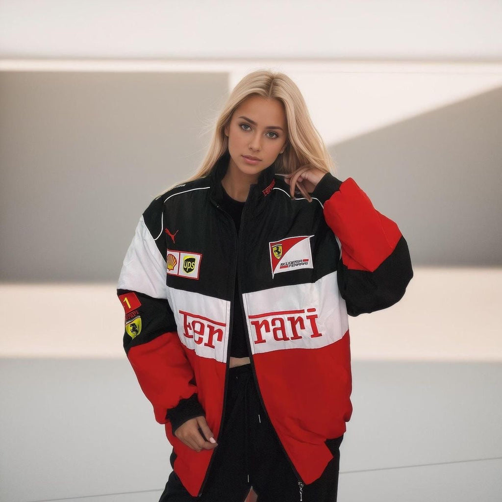Ferrari F1 White Racer Jacket